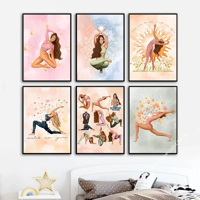 Pilates Yoga Room - ملصقات ومطبوعات كرتونية اسكندنافية صور لديكور